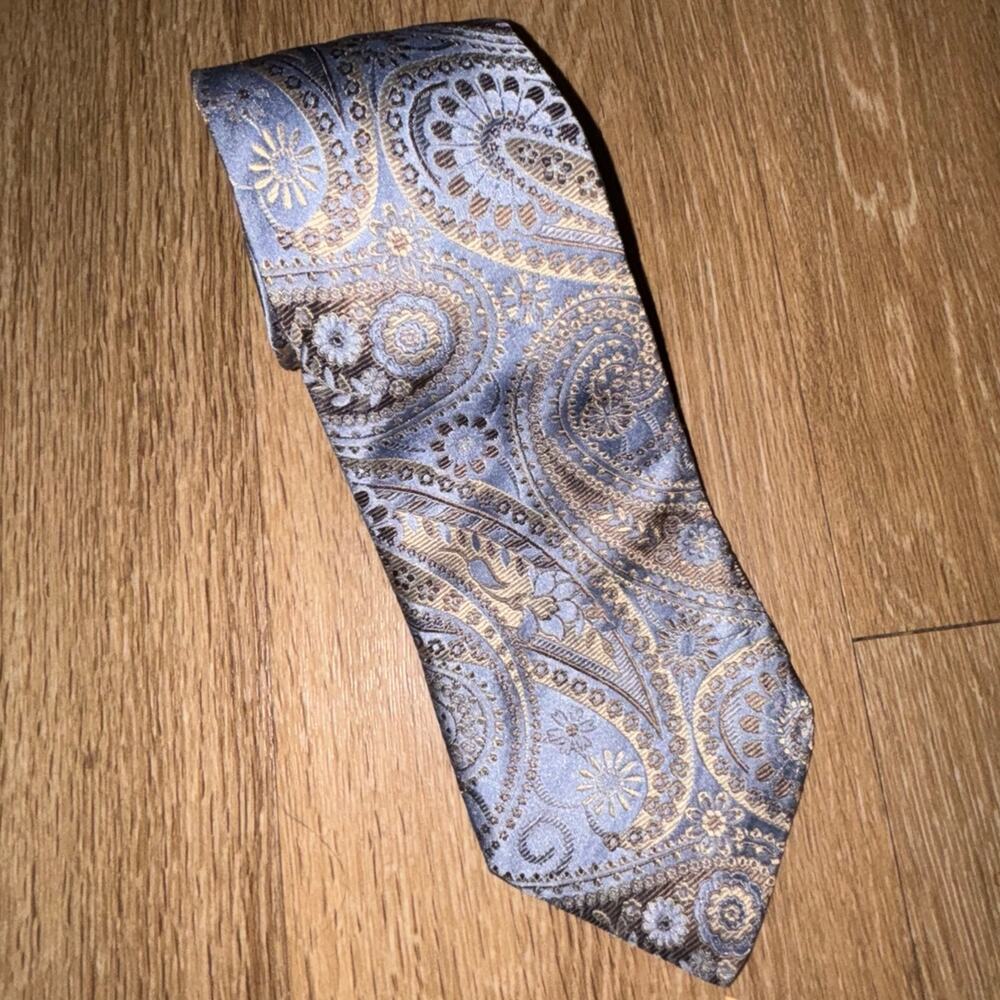 Silk Napoli blue paisley silk tie made in Italy box f